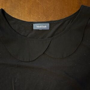ModCloth Black Scalloped Collar Blouse